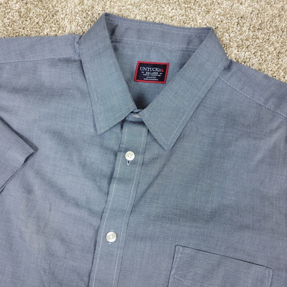 Untuckit Slim Fit Wrinkle Free Mens 2XL Solid Gray Button Up Short Sleeve